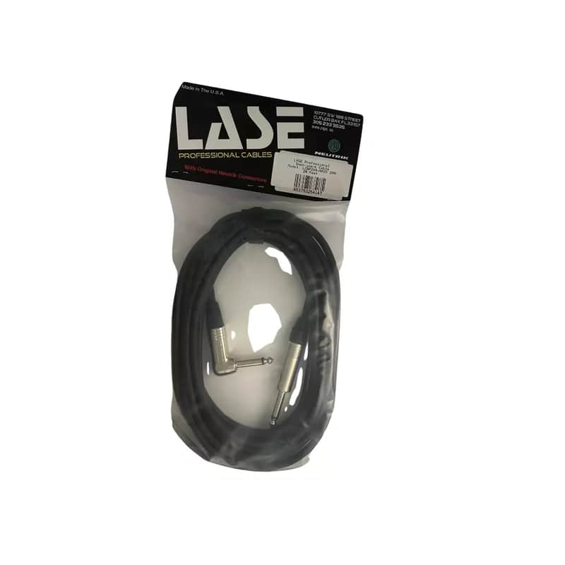 LASE 20 Ft Instrument Cable w/NEUTRIK LCNP2X & NP2RX Right Angle Cable Nickel image 1