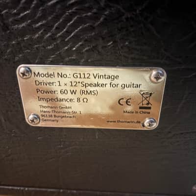 Harley Benton G112 Vintage 1x12 Cab - Black - Celestion Vintage 30 image 6