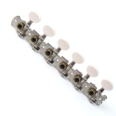6-on-Plate Guitar Tuners Tuning keys for left/ Bass side of a 12-String guitar , Nickel image 1