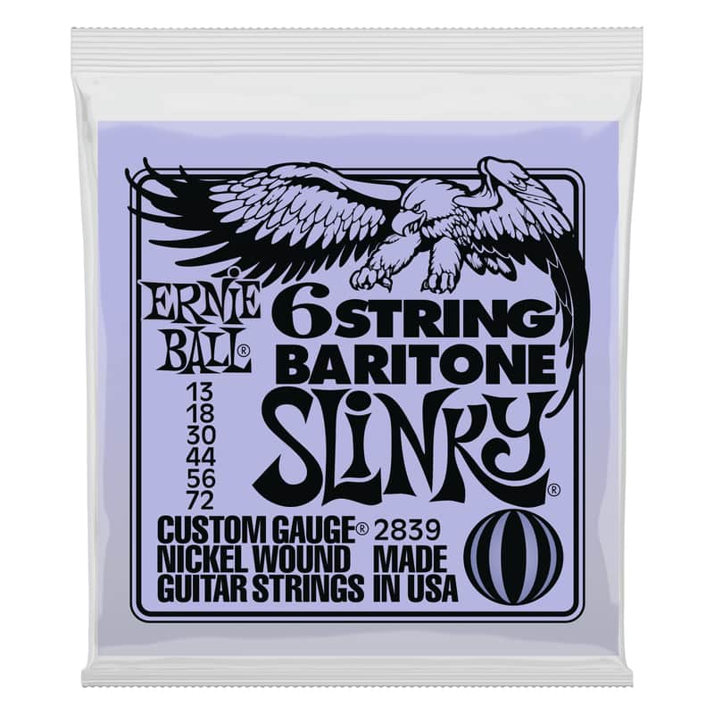 Ernie Ball Slinky 6-String w/ small ball end Baritone Guitar Strings 13-72 Gauge image 1