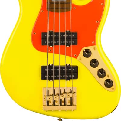 Fender MonoNeon Jazz Bass V MP Neon Yellow w/bag image 2