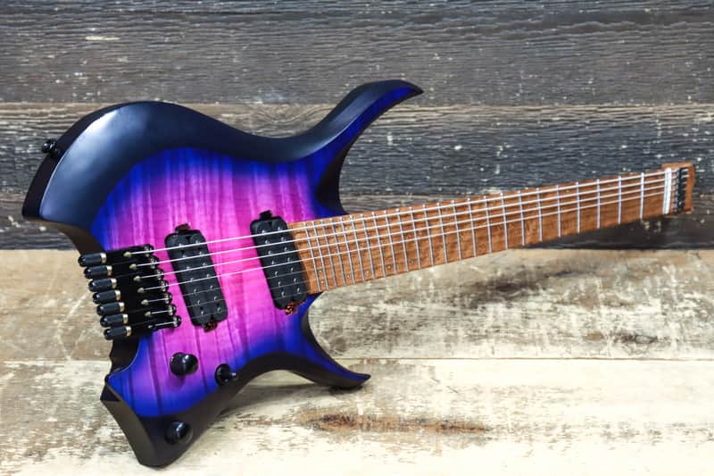 NK Guitars 7-String Headless Flame Top Purple Blue Burst | Reverb