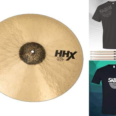 Sabian *Pre-Order* HHX 19" Complex Thin Crash Natural Finish Cymbal +Shirt & Sticks Bundle Pack Special Order Authorized Dealer image 1