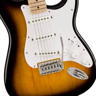 Fender Squier Sonic Stratocaster, White Pickguard, Maple Fingerboard - 2-Color Sunburst image 3