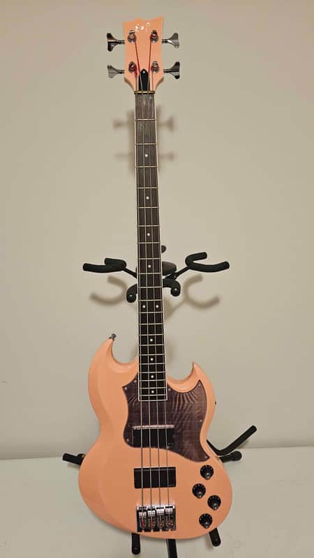 ESP ESP×BanG Dream! Collaboration Poppin'Party Series 牛込りみ Model VIPER BASS Rimi II 2021 - Rimi Pink w/Flip Flap Blue image 1