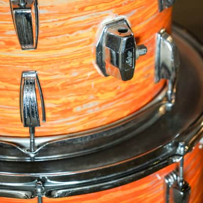 Vintage 70's Ludwig Mod Orange Hollywood Kit, 3ply Shells, B/O Badge image 20