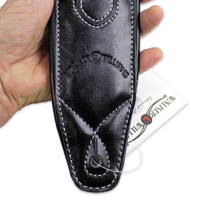Walker and Williams C-34 Black Double Padded Premium Leather Guitar Strap image 7