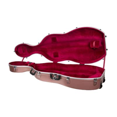 Crossrock 3/4 and 4/4 Size Cello Case | ABS Molded Hardshell with Wheels, Accessory Pocket, 2 Bow Holders, Security Lock, and Detachable Straps-Rose Gold image 3