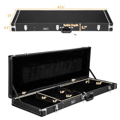 Glarry High Grade Electric/Bass Guitar Square Hard Case 2020s - Flat Black image 9