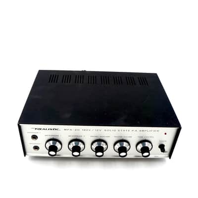Vintage Realistic MPA-20 Solid State P.A. Amplifier 120V / 12V Mic Preamp Portable image 6
