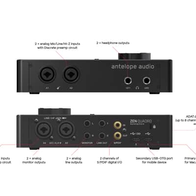 Antelope Audio - Zen Quadro Synergy Core | 14x10 Dual USB-C Bus-Powered Audio Interface with Discrete preamps, class-leading converters, and included real-time DSP+FPGA effects image 6