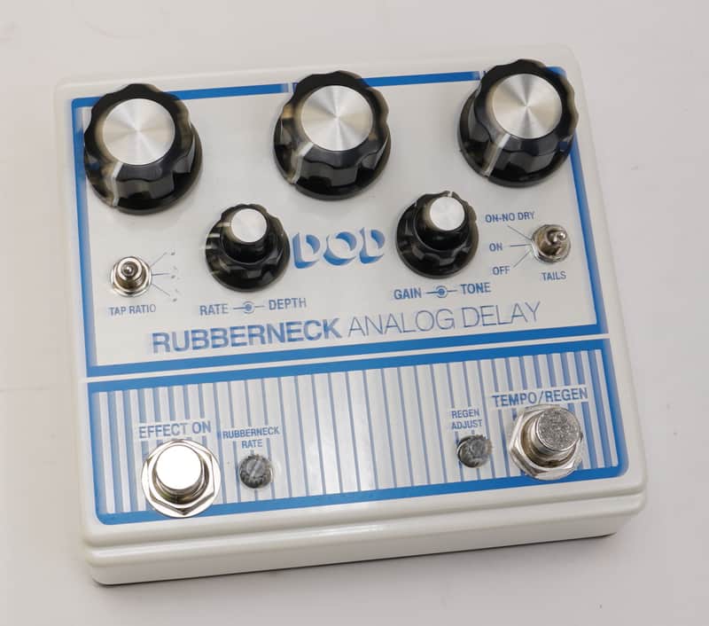 DigiTech DOD-RUBBERNECK Analog Delay Pedal with Double Concentric Knobs, Double Footswitches and Remote Footswitch Control (White) image 1