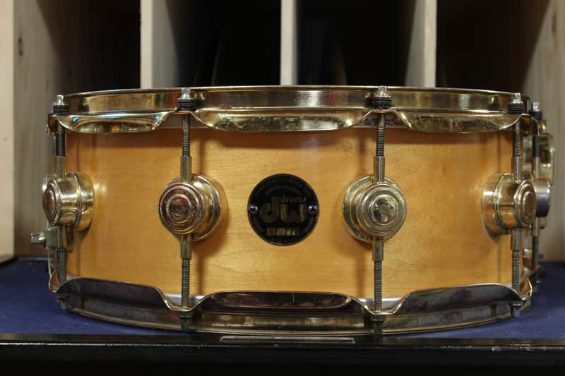 1995 DW Craviotto 5x14 Solid Shell Snare Drum in Satin Maple Finish image 1