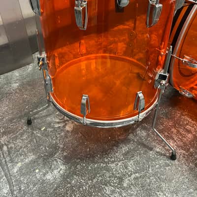 1974 Vintage Ludwig Vistalite 3-Piece Drum Set, Orange image 18