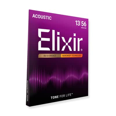 Elixir Nanoweb 80/20 Bronze 13-56 Acoustic Guitar Strings [11102] image 3