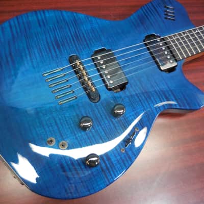 Godin LGX-SA with AAA Flame Maple Top 2010s - Trans Blue Flame image 2
