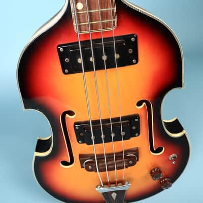 Univox Model 1920 Lectra Short-Scale Bass w/ case 1968 - Sunburst Violin Bass image 7