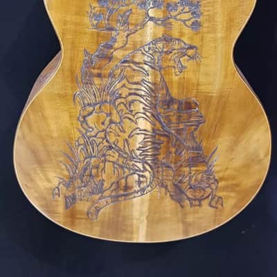 Blueberry Handmade Grand Concert Cutaway Guitar Tiger Motif image 16