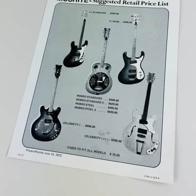 Mosrite Suggested Retail Price List Flyer 1972 image 2