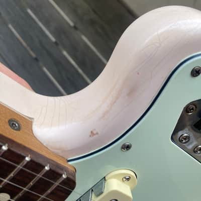Fender Jaguar Parts Caster Partscaster Nitro Matching Headstock Warmoth - Shell Pink parts guitar image 23
