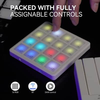 M-VAVE SK-16 SMC-PAD Wireless MIDI Controller Pads, 4.1 * 4.1 Inch, 0.28 LBS, Bluetooth Portable USB with 16 Drum, Note Repeat, Full Level Buttons, Rechargeable battery image 6