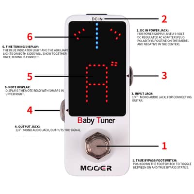 MOOER Tuner Pedal, Baby Tuner Guitar Pedal Mute Function Micro Tuner Tuning Pedal for Electric Instruments Electro-Acoustic Instruments image 5