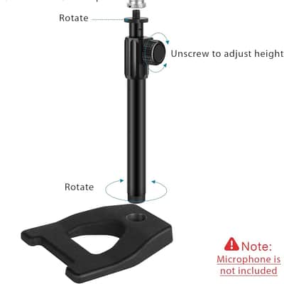Desktop Microphone Stand, Mic Stand Desk Table with Weighted Base Shock Mount Mic Clip 3/8" to 5/8" Adapter Adjustable Height for Hyper X QuadCast Fifine K669B AT2020 Shure SM58 PGA48 image 4