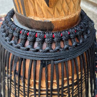 Vintage African Hand Carved Wood Djembe Hand Drum 22” image 16