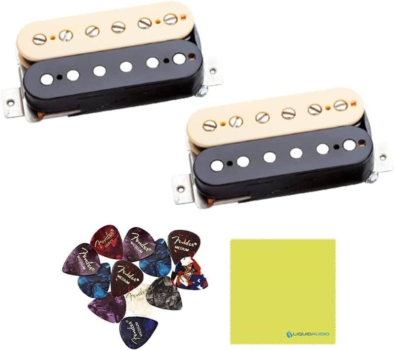 Seymour Duncan APH-2s Alnico II Pro Slash Set Humbucker Pickups Bundle Zebra/Reverse Zebra, w/ 12 Guitar Picks and Liquid Audio Polishing Cloth - 11104-08-ZRZ image 1