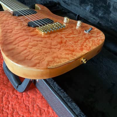 Refinished Jackson JS32-7 Dinky 7 String Guitar 3A Quilt Maple Coral Top image 8