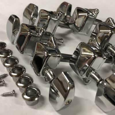 Epiphone Full Set of Chrome 3x3 Tuners With Ferrules and Screws image 3