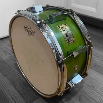 Pork Pie 5.5 x 12-inch Maple Snare in Transparent Green Finish (2003) image 9