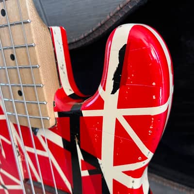 Custom made Frankenbass Wolfgang Van Halen Frankenstein Bass Musikraft Neck Frankenstrat - Red/White/Black image 6