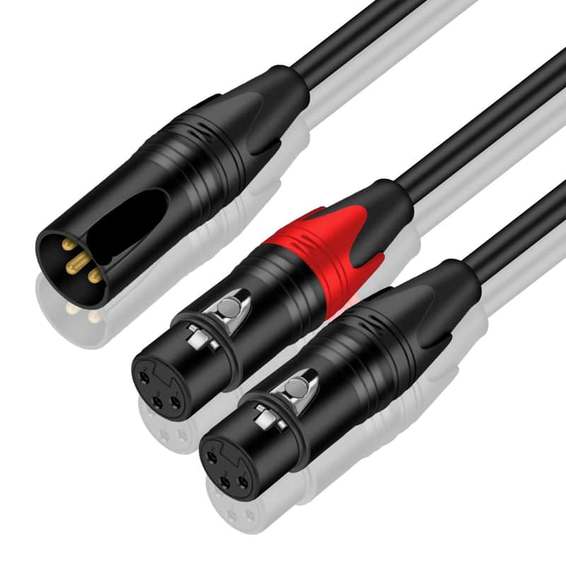 Balanced XLR Microphone Y Splitter Audio Cable, XLR Male to Dual XLR Female Y Cord, 3-Pin XLR Male to Double XLR Female Mic Adapter Converter Cable 6 Feet 2 Female to 1 Male XLR Plug image 1