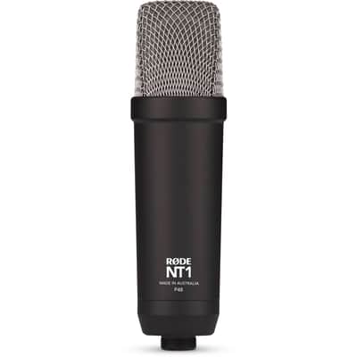 Rode NT1 Signature Series Black Large-Diaphragm Cardioid Condenser Microphone Home Studio Recording Bundle with Rode Ai-1 USB-C Audio Interface and On-Stage MS7701B Euro Boom Tripod Microphone Stand image 4