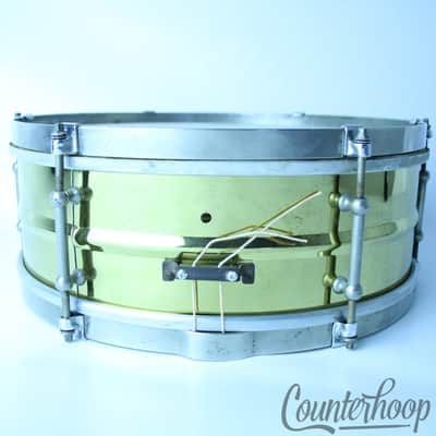 Slingerland Universal Snare Drum Natural Brass Vintage 30s Shur-Grip Single-Bead image 5
