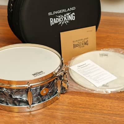 Slingerland Radio King Limited Edition 14x05 - Black Diamond Pearl Wrap image 2