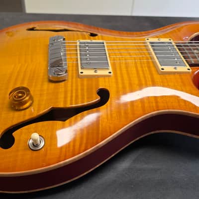 1999 PRS McCarty Hollowbody II 10 Top Moon Inlay Amber Vintage Sunburst Hollow Body Archtop AAA Figured Flame Curly Maple Ten Top Wide Fat 90s 1990's Electric Guitar Custom Inlays image 13