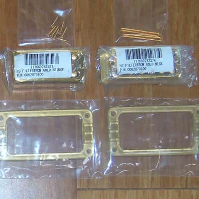 Gretsch® HS Filtertron Gold Bridge & Neck Pickup Set~Bezels Included~Japan~Brand New image 1