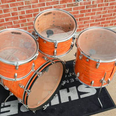 Vintage 70's Ludwig Mod Orange Hollywood Kit, 3ply Shells, B/O Badge image 18
