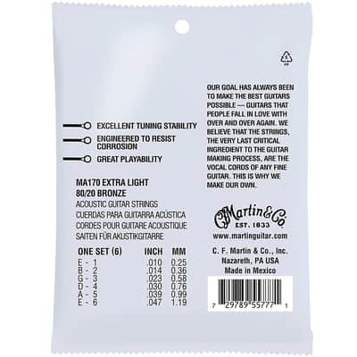 Martin MA170T Extra Light 80/20 Treated Authentic Guitar Strings image 2