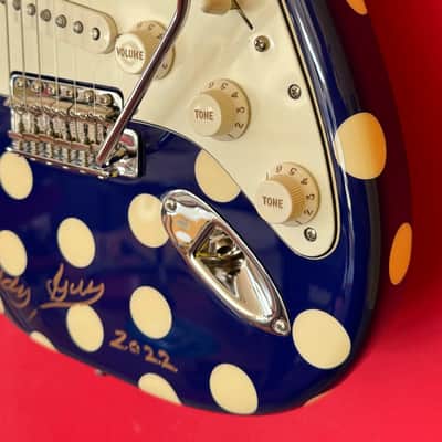 Signed by Buddy - Fender Buddy Guy Artist Series Signature Stratocaster - Blue with White Polka Dots image 8