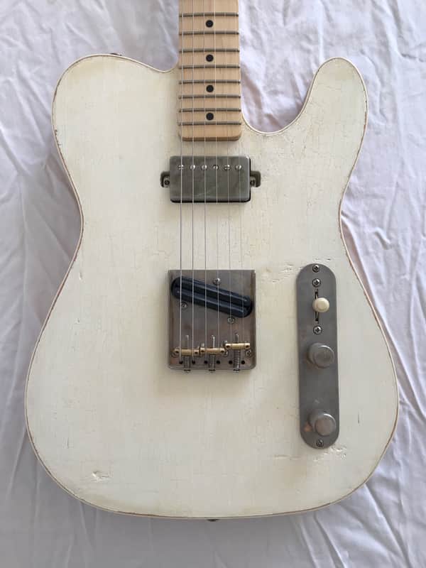 Electric Guitar - Reclaimed Fir with Milk Paint - T-Style - Milk and Honey 037 image 1
