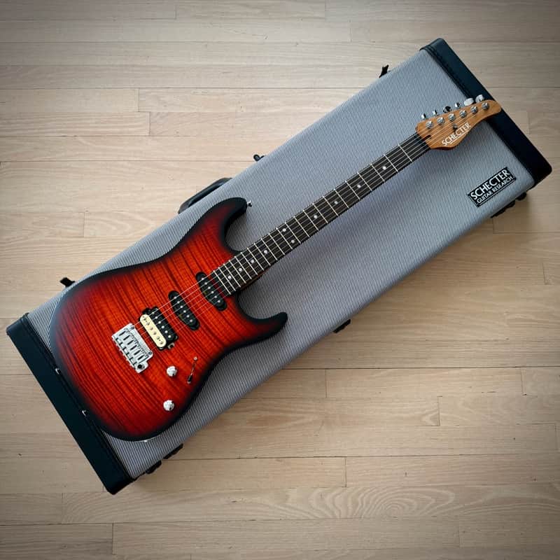 Schecter USA Sunset Custom-II HSS, Tiger Eye Satin with Tweed Hardshell Case image 1
