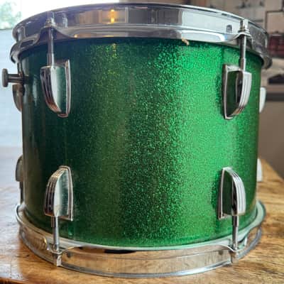 Exc Mid 60s Ludwig No. 942 Classic 8x12" Rack Tom with Keystone Badge in Green Sparkle image 3