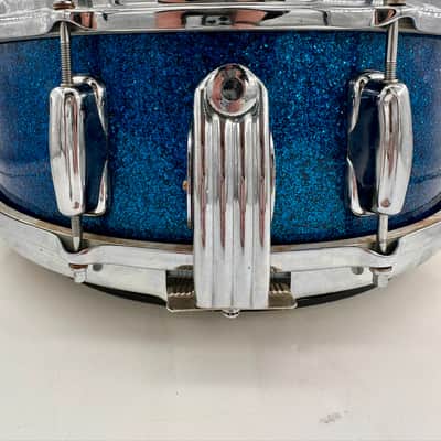 Slingerland Super Gene Krupa Radio King 5.5x14 Snare Drum 1960 - Blue Sparkling Pearl image 7