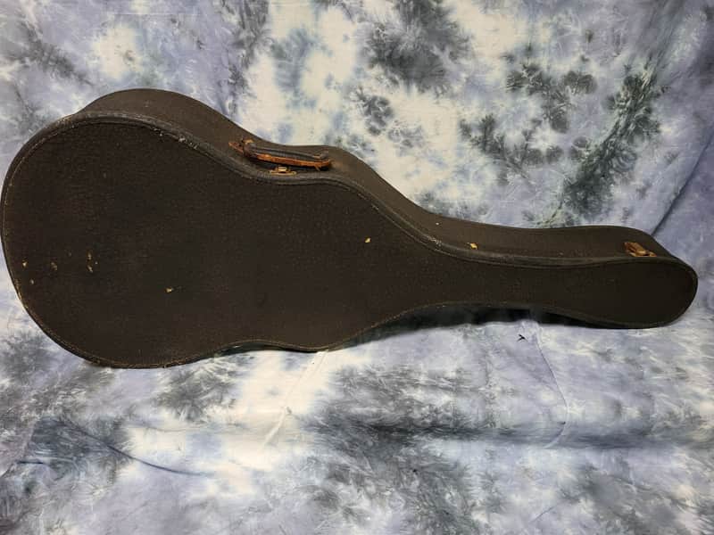 Vintage RARE 1950's Geib Black Pebble Tolex Purple Interior Soft Shell Acoustic Guitar Case image 1