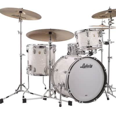Ludwig Classic Maple White Marine Pearl Downbeat 14x20, 8x12, 14x14 Drum Shells Pack | Made in the USA | Authorized Dealer image 1