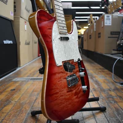 Tom Anderson Custom Top T Classic Contoured Electric Guitar Natural Red Burst w/Binding, Hard Case image 2