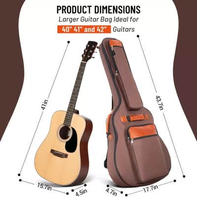 41" Soft Padded Acoustic Guitar Gig Bag | Waterproof Oxford Nylon with Cotton Padding & Double Straps for Classical Guitars image 4